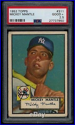 1952 Topps Mickey Mantle #311 Psa 2.5++ Clean Example With No Creases