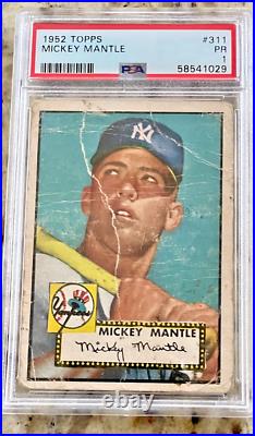 1952 Topps Mickey Mantle Card #311 Psa 1 Holy Grail