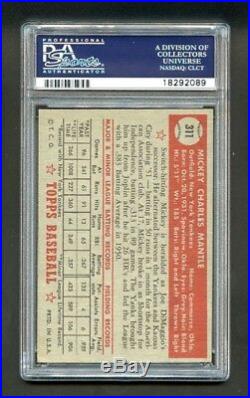 1952 topps #311 mickey mantle signed holy grail psa 5.5 highest graded example