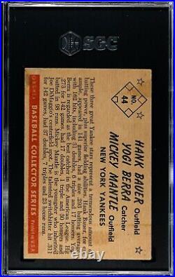 1953 Bowman Color #44 Mickey Mantle Yogi Berra Bauer SGC 1 New York Yankees Card