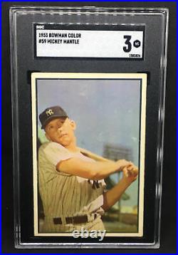 1953 Bowman Color #59 Mickey Mantle Card SGC 3 New York Yankees Just Graded