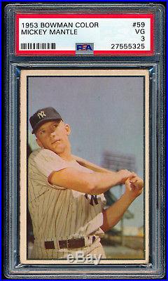 1953 Bowman Color #59 Mickey Mantle PSA 3 (VG) HOF New York Yankees