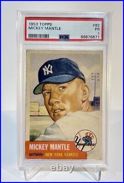 1953 TOPPS #82 MICKEY MANTLE PSA 1 PR SLABBED AUGUST 2022 NY Yankees