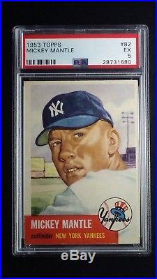 1953 TOPPS Mickey Mantle #82 PSA 5 EX VERY NICE 2nd Topps Card