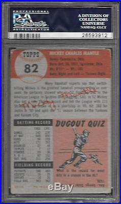 1953 Topps #82 Mickey Mantle Auto/Autograph PSA DNA 8