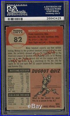 1953 Topps #82 Mickey Mantle New York Yankees HOF PSA 3 VG