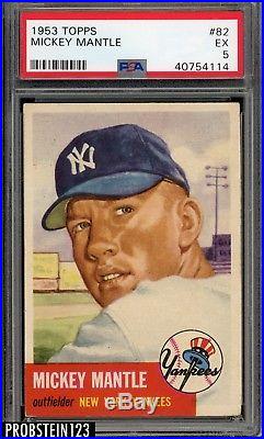 1953 Topps #82 Mickey Mantle New York Yankees HOF PSA 5 EX CENTERED
