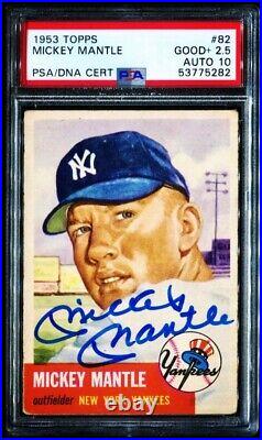 1953 Topps #82 Mickey Mantle Signed Auto PSA/DNA 10 Centered Eye Appeal