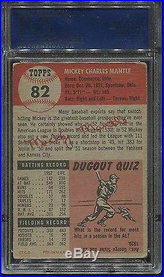 1953 Topps #82 Mickey Mantle psa 2 Good HOF Yankees