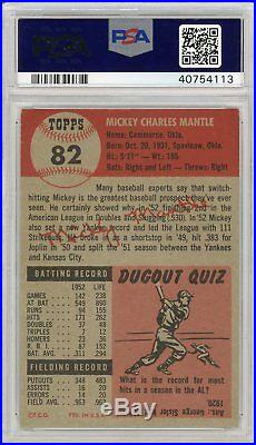 1953 Topps Baseball #82 Mickey Mantle PSA 6.5