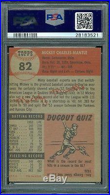 1953 Topps Baseball #82 Mickey Mantle Psa 4 Hof