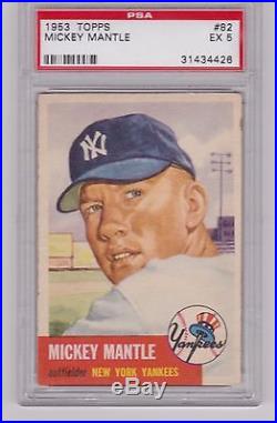 1953 Topps MICKEY MANTLE #82 PSA 5 EX Excellent New York Yankees Card