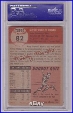 1953 Topps MICKEY MANTLE #82 PSA 5 EX Excellent New York Yankees Card