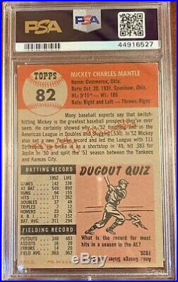 1953 Topps MICKEY MANTLE #82 PSA Graded 4.5 VG-EX+ PSA Original Owners