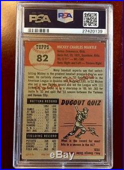1953 Topps Mickey Mantle #82 Psa 4.5 Vgex+ New York Yankees