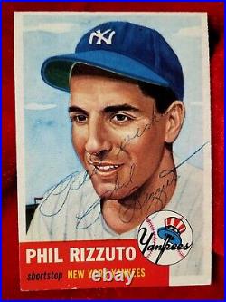 1953 Topps PHIL RIZZUTO #114 Signed Card New York YANKEES TEAM auto vtg HOF 50s