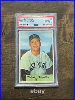 1954 Bowman #65 Mickey Mantle HOF Yankees PSA 2.5 Good+