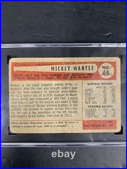 1954 Bowman #65 Mickey Mantle New York Yankees HOF SGC 1