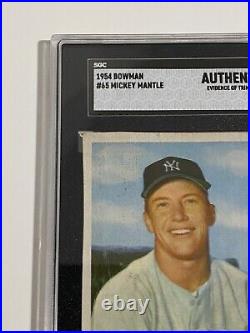 1954 Bowman #65 Mickey Mantle SGC A Authentic New York Yankees