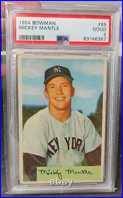 1954 Bowman Mickey Mantle PSA 2 Well Centered New slab