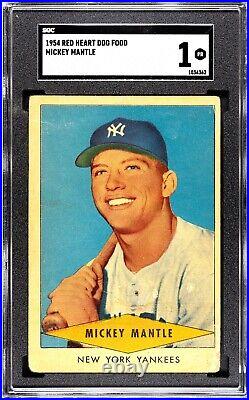 1954 Red Heart Dog Food MICKEY MANTLE SGC 1 HOF New York Yankees Baseball Card