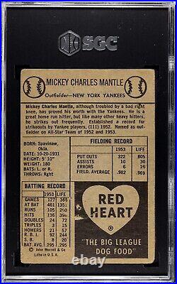 1954 Red Heart Dog Food MICKEY MANTLE SGC 1 HOF New York Yankees Baseball Card