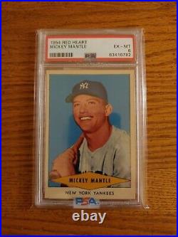 1954 Red Heart Mickey Mantle PSA EX-MT 6 New York Yankees CENTERED NM-MT corners