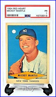 1954 Red Heart Yankees MICKEY MANTLE Baseball Card PSA Grade 1 Great Centering