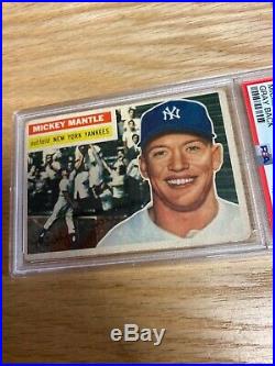 1956 Topps Baseball Mickey Mantle New York Yankees Card #135 PSA 2