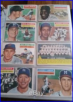 1956 Topps Complete baseball set, PSA 4 Mantle, dups, app 600 cards