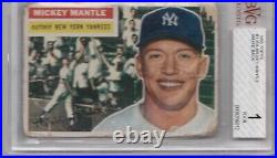 1956 Topps Mickey Mantle BGS BVG 1 #135 New York Yankees HOT HOF