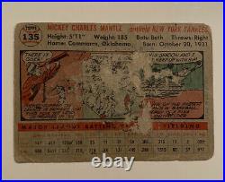 1956 Topps Mickey Mantle New York Yankees #135 Baseball Card Ungraded