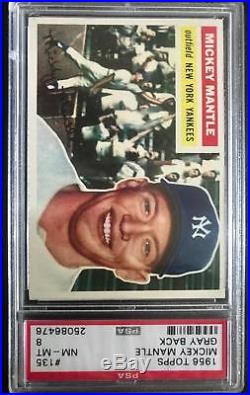 1956 Topps baseball card Mickey Mantle psa 8