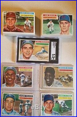 1956 topps baseball cards lot(56). Including stars and graded mantle, #12
