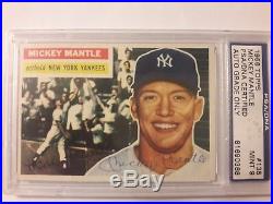 1956 topps signed mickey mantle baseball card psa/dna certified mint 9