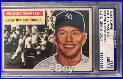 1956 topps signed mickey mantle baseball card psa/dna certified mint 9