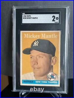 1958 Topps #150 Mickey Mantle New York Yankees HOF SGC 2 Centered