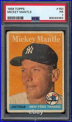 1958 Topps #150 Mickey Mantle PSA 1 New York Yankees HOF Baseball Card