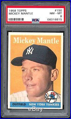 1958 Topps #150 Mickey Mantle Psa 8 Nm-mt