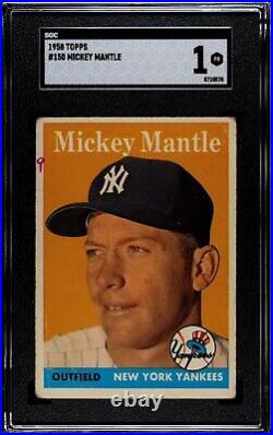 1958 Topps #150 Mickey Mantle SGC 1 New York Yankees HOF Baseball Card