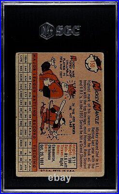 1958 Topps #150 Mickey Mantle SGC 1 New York Yankees HOF Baseball Card