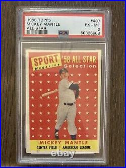 1958 Topps Baseball Mickey Mantle New York Yankees All Star Card #487 PSA 6