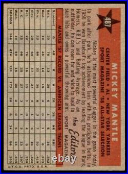 1958 Topps Mickey Mantle EX New York Yankees #487