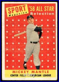 1958 Topps Mickey Mantle New York Yankees #487 VG-EX No Creases