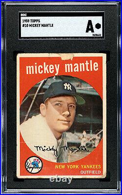 1959 Topps #10 Mickey Mantle Graded SGC Authentic New York Yankees Vintage