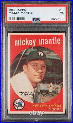 1959 Topps #10 Mickey Mantle New York Yankees PSA 3 Centered