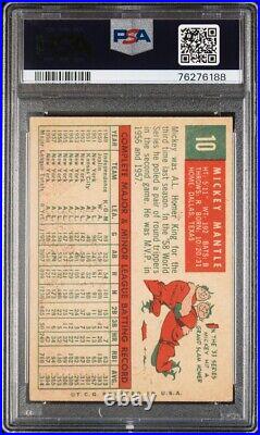 1959 Topps #10 Mickey Mantle New York Yankees PSA 3 Centered