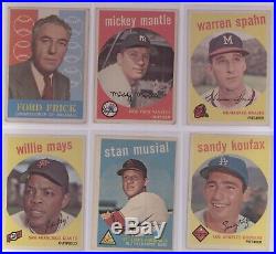 1959 Topps Baseball Complete Set 1-572 Aaron Clemente Gibson Mickey Mantle etc
