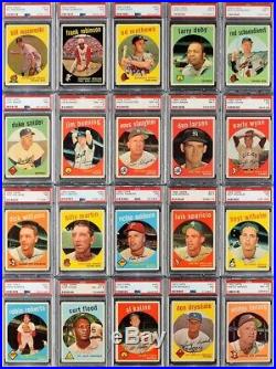 1959 Topps HOF Lot Mantle, Mays, Aaron, Clemente, Maris, Gibson & All PSA 7 or 8