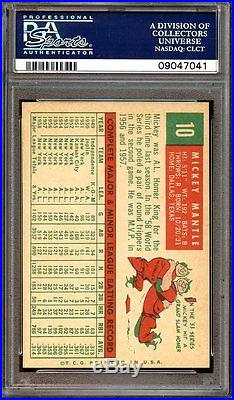 1959 Topps MICKEY MANTLE #10 Baseball Card PSA 8 NICE